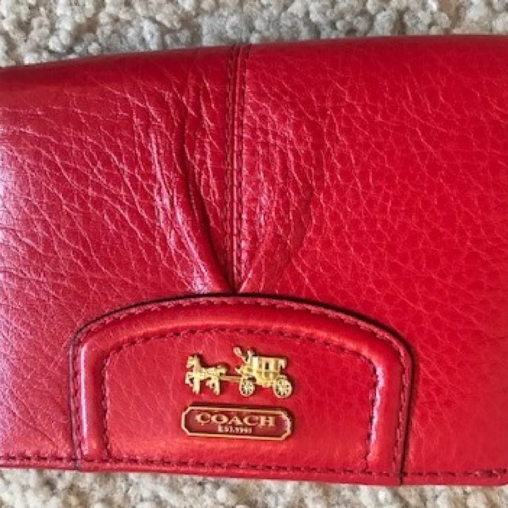 Red Leather Coach Mini Wallet
